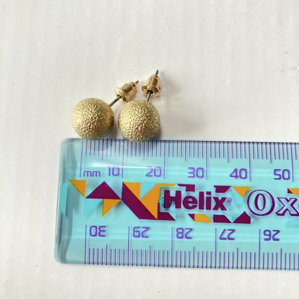 BNWT Golden Ball Stud Earrings - Imitation Gold - Affordable Luxury - Picture 5 of 6